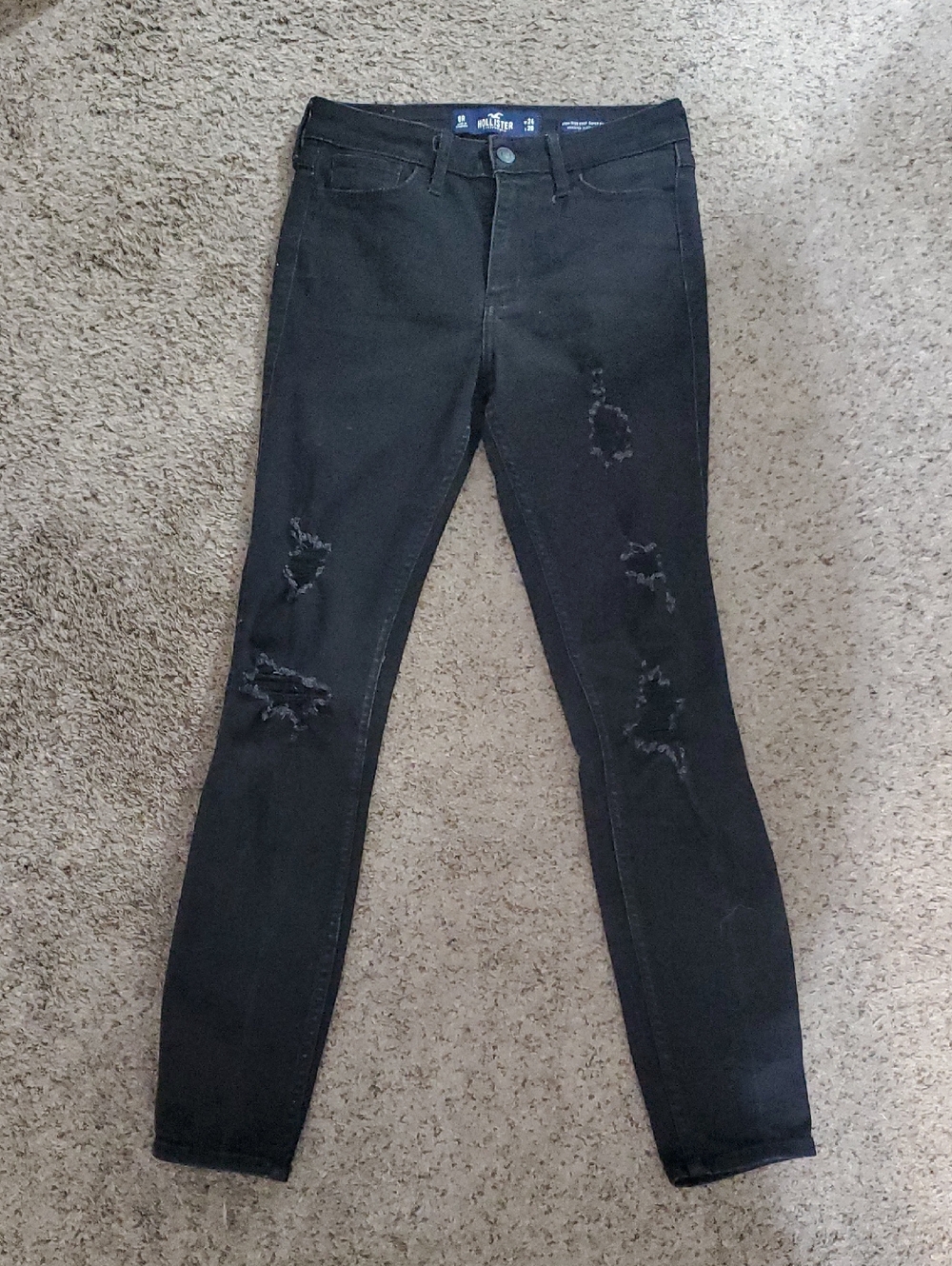 Hollister Black Distressed HIGH-RISE GRUNGE EMO Skinny Jeans for Women Size 24
